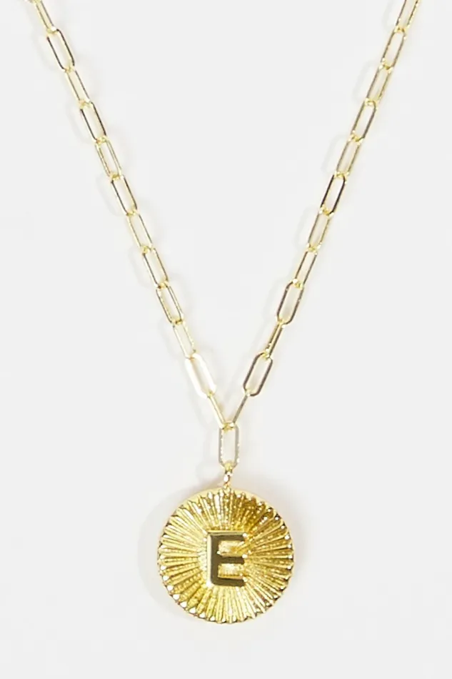 18K Gold Paperclip Burst Monogram Pendant Necklace 8211 E Jewelry Altar8217d State Women 18K Gold Paperclip Burst Monogram Pendant Necklace 8211 E Jewelry Altar8217d State Women