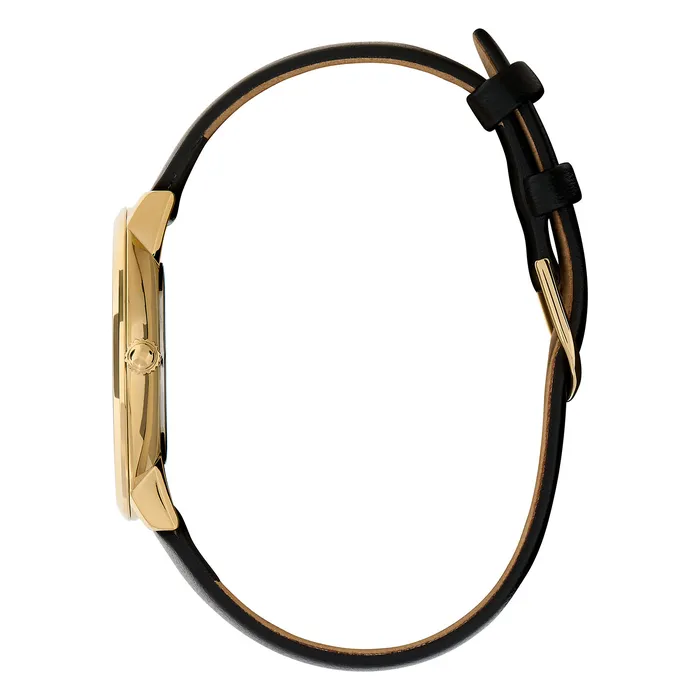 35mm Floral Blooms Ultra Slim Gold and Black Leather Strap Watch Women Floral Watches Olivia Burton