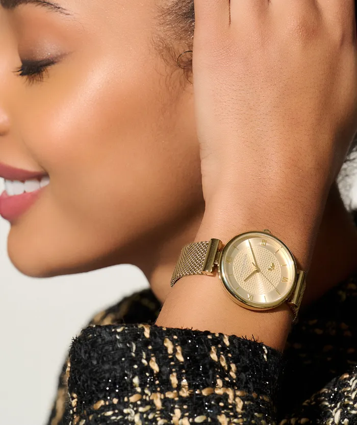 36mm Minima Bee TBar Gold Mesh Watch Women Bee Watches Olivia Burton