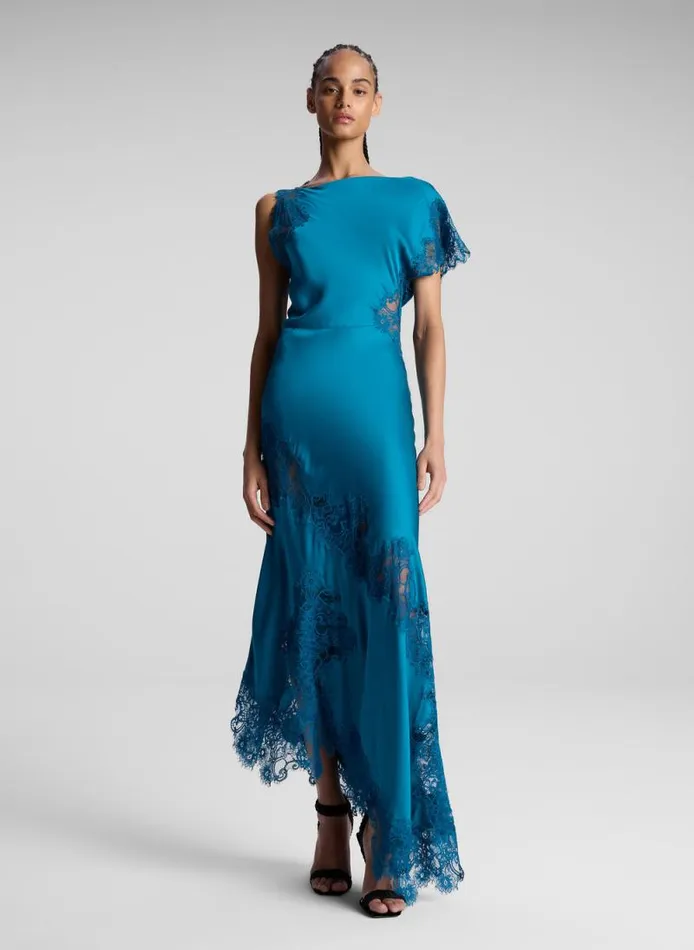 ALC Dresses Women Alessia Satin And Lace Maxi Dress Bright Flourite