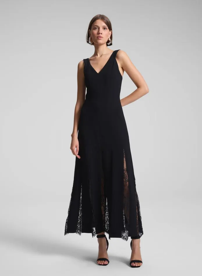 ALC Dresses Women Emmie Lace Midi Dress Blackblack