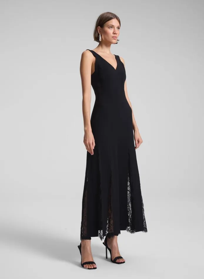 ALC Dresses Women Emmie Lace Midi Dress Blackblack