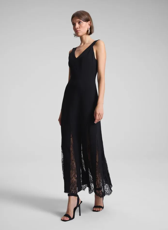 ALC Dresses Women Emmie Lace Midi Dress Blackblack