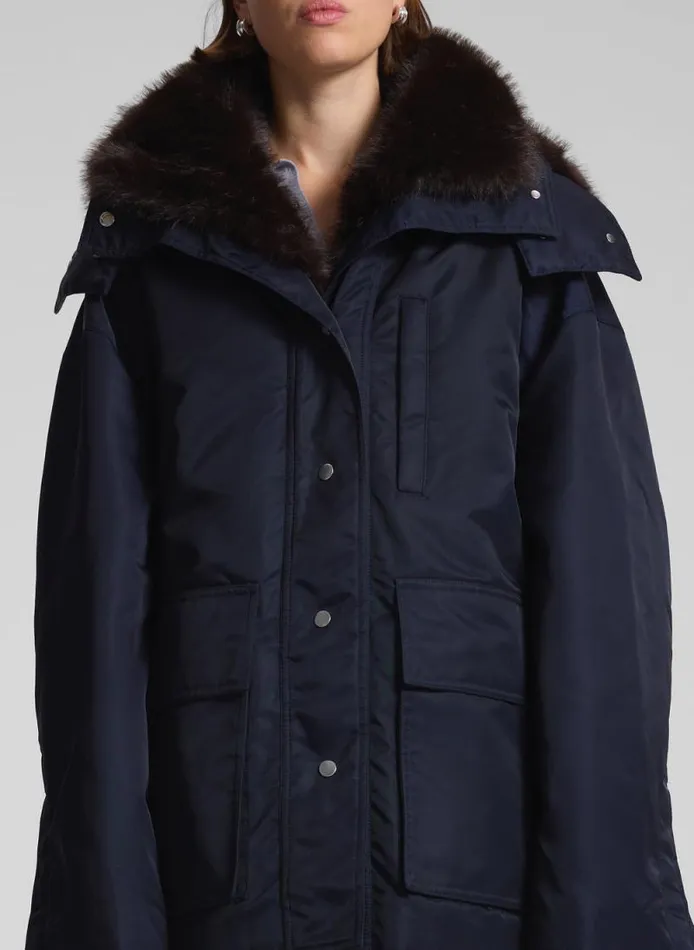 ALC Jackets and Coats Women Nolan Faux Fur Trim Coat Navyromeo