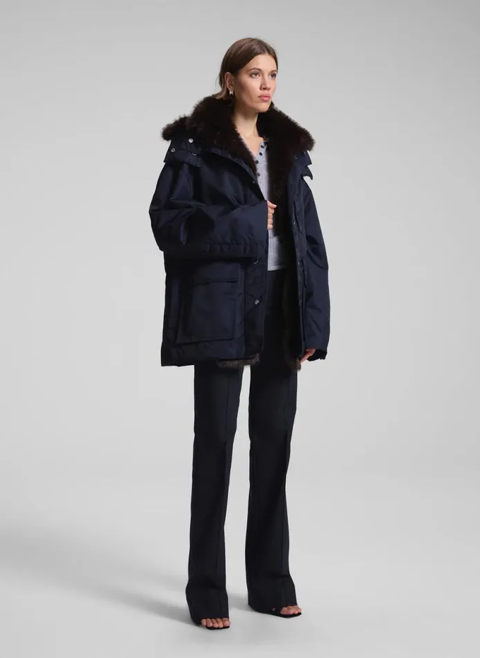 ALC Jackets and Coats Women Nolan Faux Fur Trim Coat Navyromeo