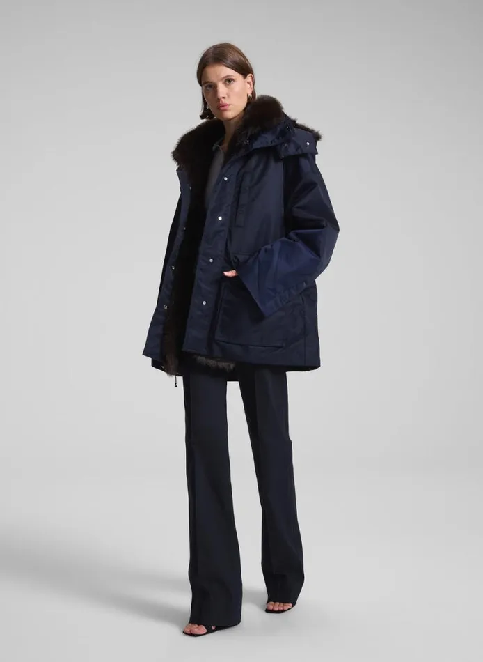 ALC Jackets and Coats Women Nolan Faux Fur Trim Coat Navyromeo