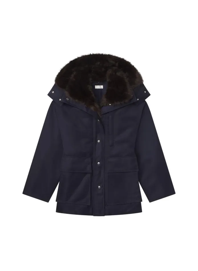 ALC Jackets and Coats Women Nolan Faux Fur Trim Coat Navyromeo