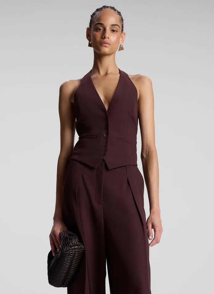 ALC Jackets and Coats Women Woodson II Tailored Vest Chocolate Plum