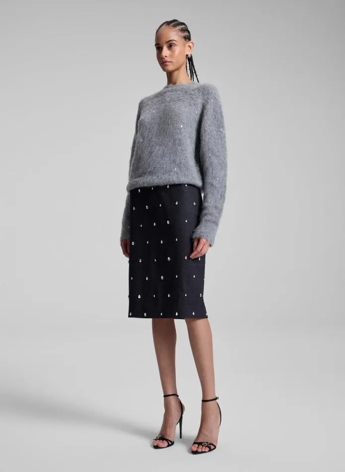 ALC Knitwear Women Frankie Wool Cashmere Embellished Sweater Medium Heather Grey