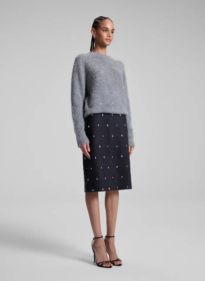 ALC Knitwear Women Frankie Wool Cashmere Embellished Sweater Medium Heather Grey