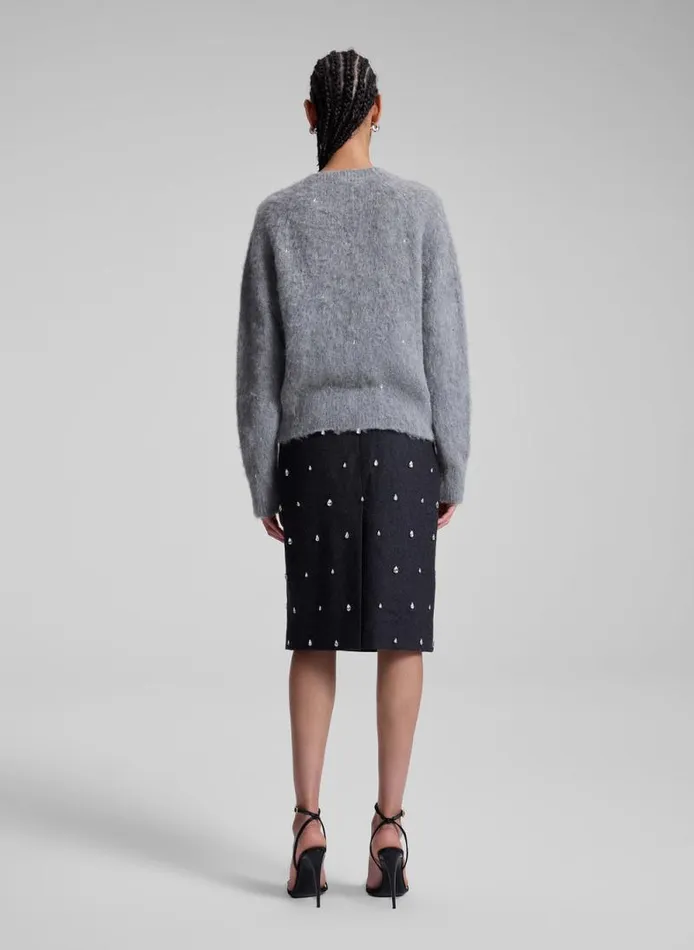 ALC Knitwear Women Frankie Wool Cashmere Embellished Sweater Medium Heather Grey