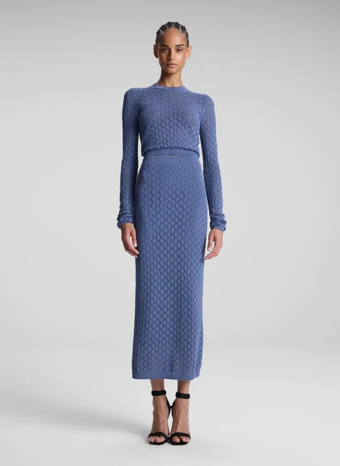 ALC Skirts Women Addison Pointelle Knit Skirt Steel Blue