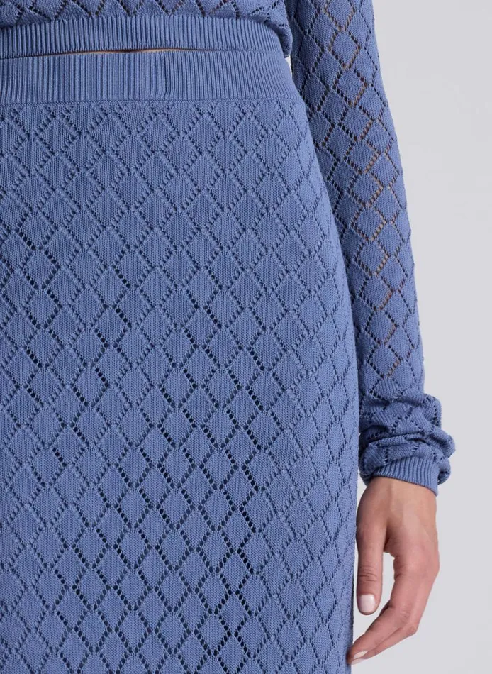 ALC Skirts Women Addison Pointelle Knit Skirt Steel Blue