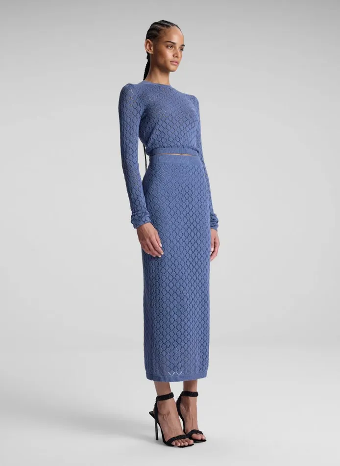 ALC Skirts Women Addison Pointelle Knit Skirt Steel Blue