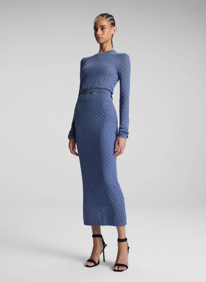 ALC Skirts Women Addison Pointelle Knit Skirt Steel Blue