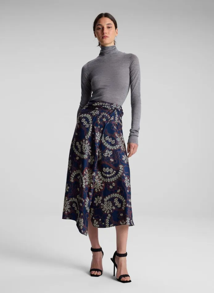 ALC Skirts Women Clara Printed Midi Skirt Navycream
