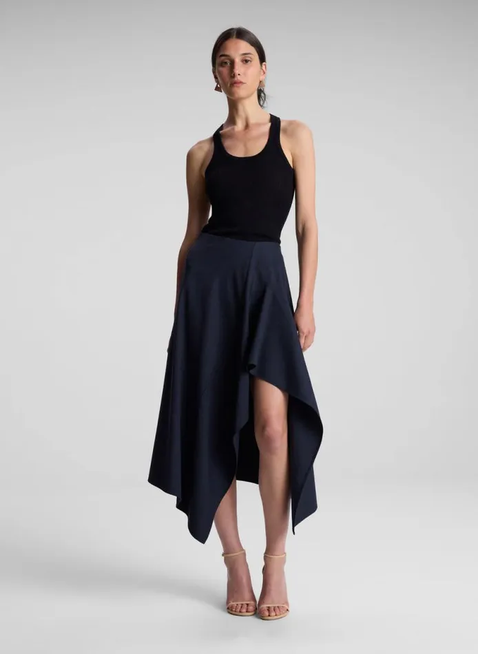 ALC Skirts Women Navy Plaid Midi Skirt Navyblack
