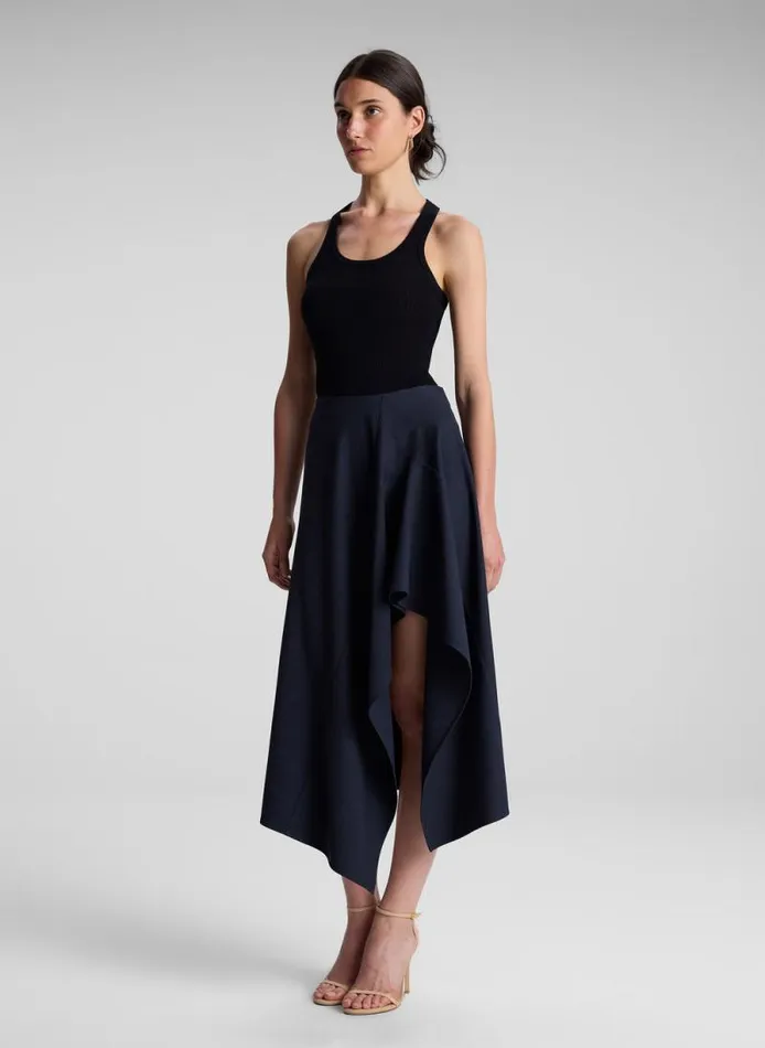 ALC Skirts Women Navy Plaid Midi Skirt Navyblack