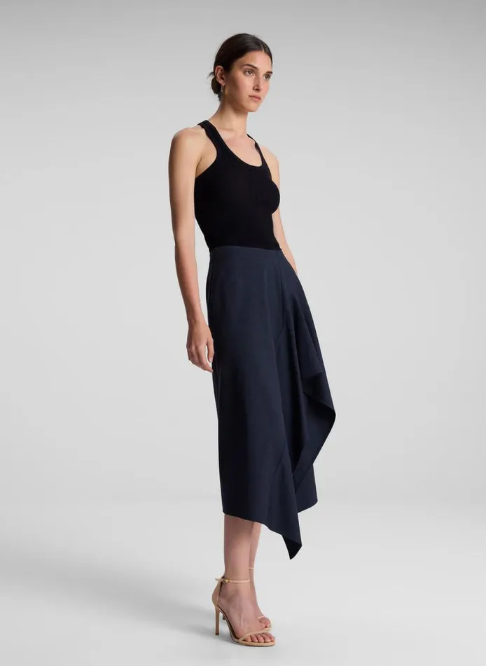 ALC Skirts Women Navy Plaid Midi Skirt Navyblack