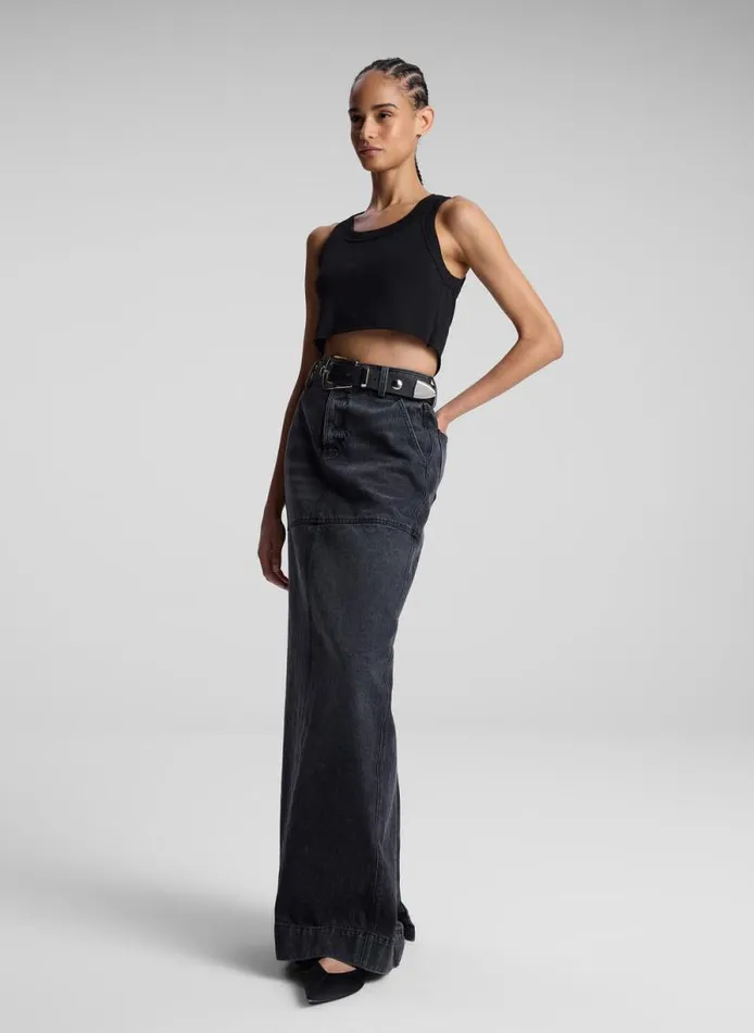 ALC Tees and Tanks Women Halsey Cropped Cotton Rib Tank Black