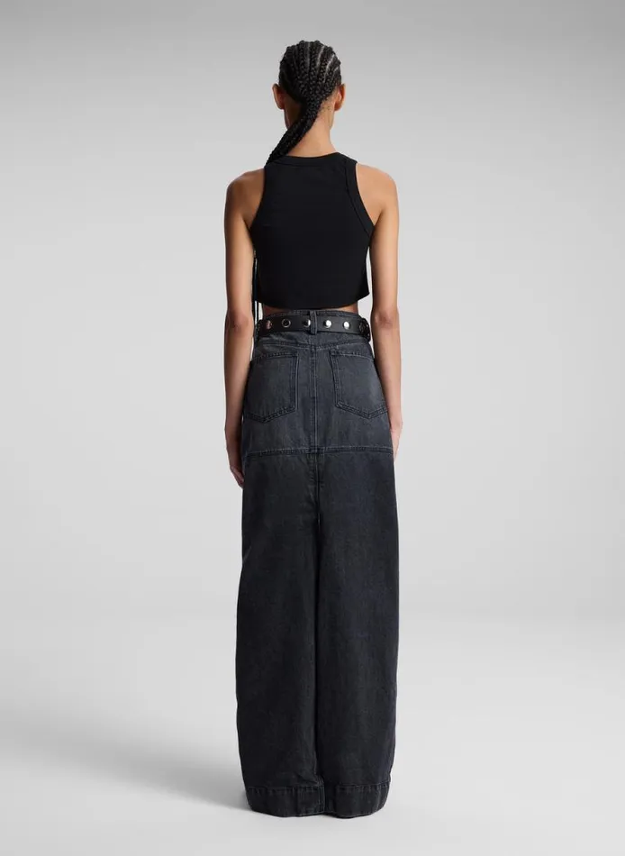 ALC Tees and Tanks Women Halsey Cropped Cotton Rib Tank Black