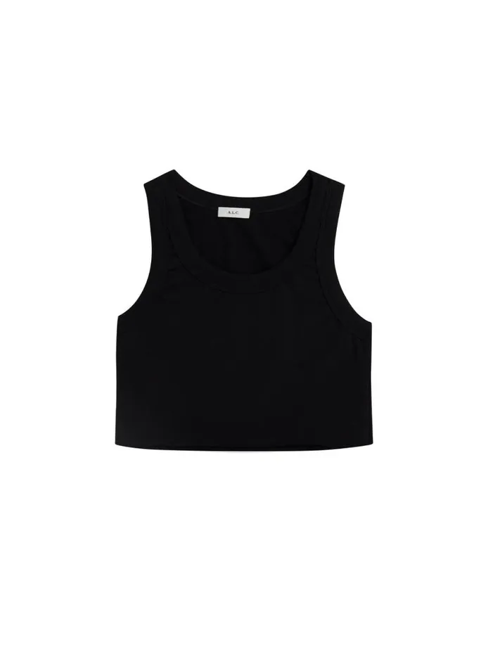 ALC Tees and Tanks Women Halsey Cropped Cotton Rib Tank Black