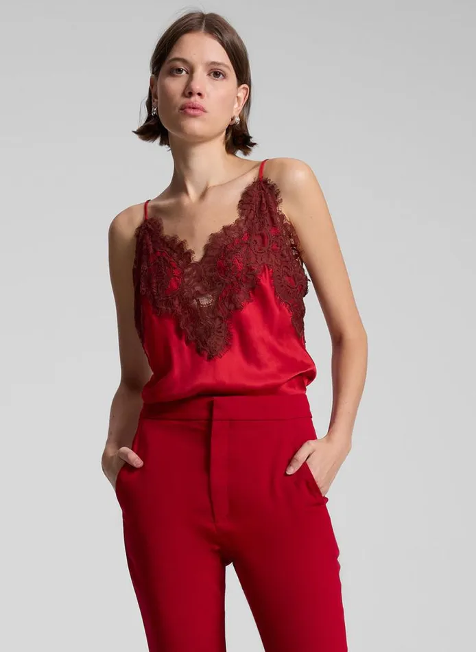 ALC Tops Women Lennon Satin And Lace Camisole Top Really Redbosco