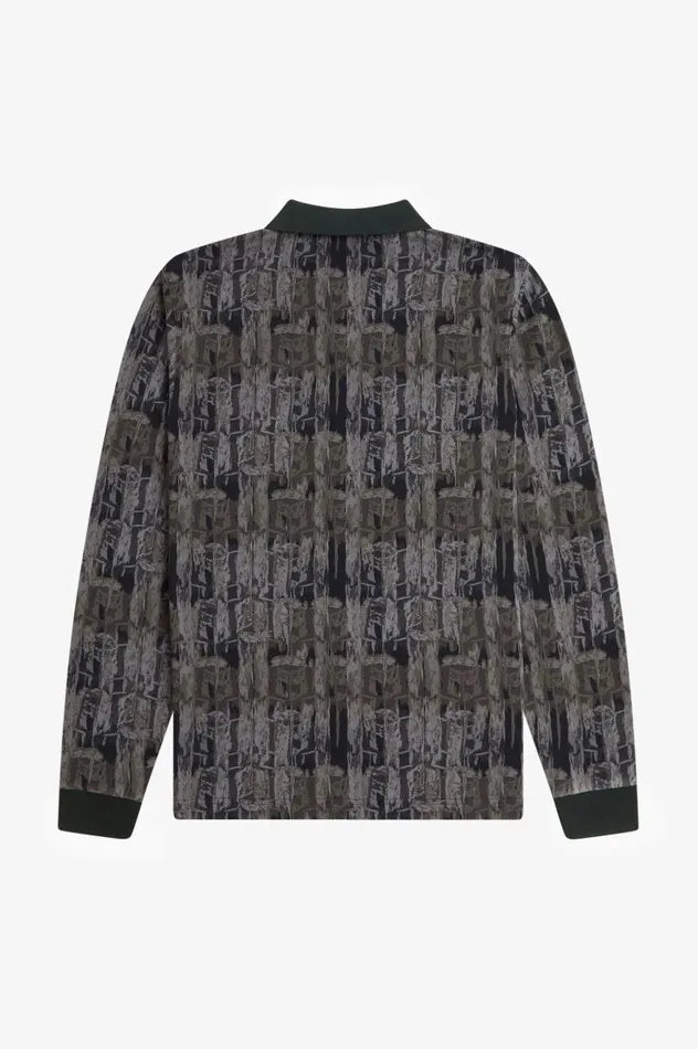 Abstract Print Polo Shirt Night Green Men Fred Perry Polo Shirts
