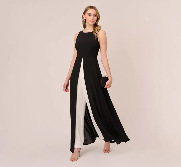 Adrianna Papell Colorblock Jumpsuit With Skirt Overlay In Ivory Ivory Women Jumpsuits Adrianna Papell Colorblock Jumpsuit With Skirt Overlay In Ivory Ivory Women Jumpsuits