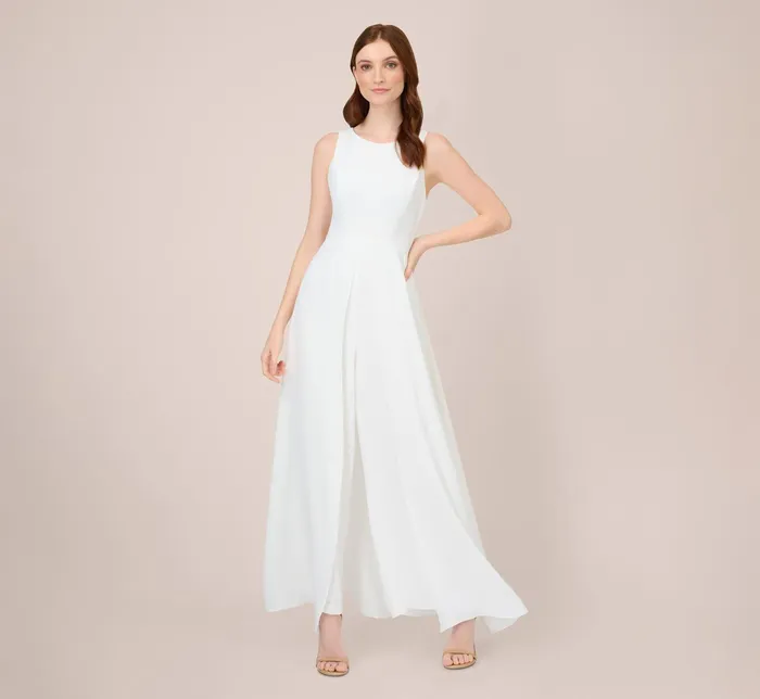 Adrianna Papell Colorblock Jumpsuit With Skirt Overlay In Ivory Ivory Women Jumpsuits Adrianna Papell Colorblock Jumpsuit With Skirt Overlay In Ivory Ivory Women Jumpsuits