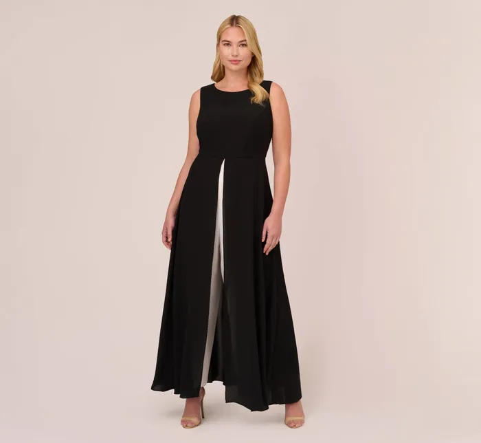 Adrianna Papell Colorblock Jumpsuit With Skirt Overlay In Ivory Ivory Women Jumpsuits Adrianna Papell Colorblock Jumpsuit With Skirt Overlay In Ivory Ivory Women Jumpsuits
