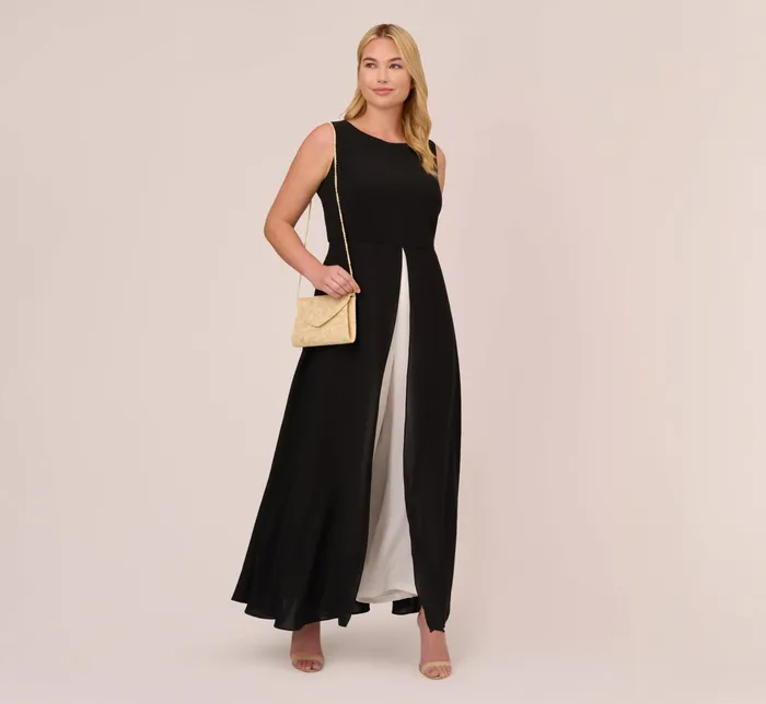 Adrianna Papell Colorblock Jumpsuit With Skirt Overlay In Ivory Ivory Women Jumpsuits Adrianna Papell Colorblock Jumpsuit With Skirt Overlay In Ivory Ivory Women Jumpsuits