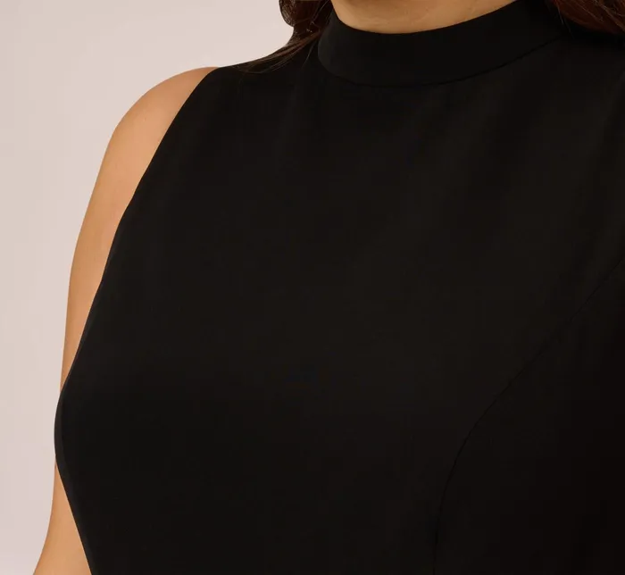 Adrianna Papell Colorblock Matte Crepe Cropped Jumpsuit With Skirt Overlay In Black Ivory BlackIvory Women Jumpsuits Adrianna Papell Colorblock Matte Crepe Cropped Jumpsuit With Skirt Overlay In Black Ivory BlackIvory Women Jumpsuits