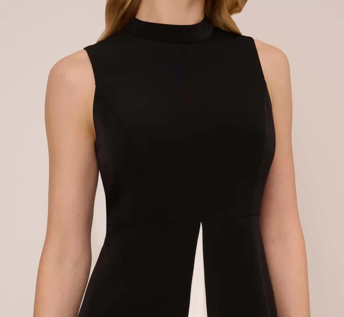 Adrianna Papell Colorblock Matte Crepe Cropped Jumpsuit With Skirt Overlay In Black Ivory BlackIvory Women Jumpsuits Adrianna Papell Colorblock Matte Crepe Cropped Jumpsuit With Skirt Overlay In Black Ivory BlackIvory Women Jumpsuits