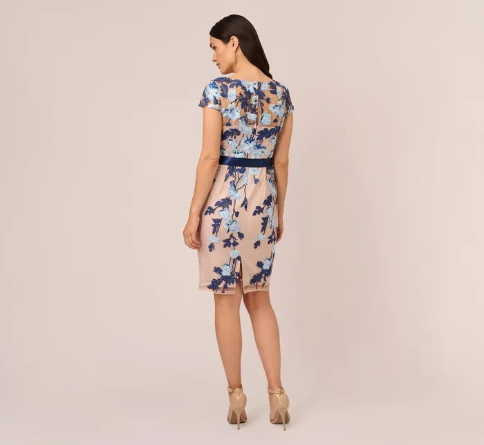 Adrianna Papell Embroidered Sheath Dress In Midnight Multi Nude Midnight MultiNude Women Short Dresses Adrianna Papell Embroidered Sheath Dress In Midnight Multi Nude Midnight MultiNude Women Short Dresses