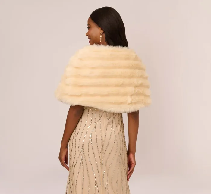 Adrianna Papell Faux Fur Wrap With Stone Broach In Black Black Women Cover Ups Adrianna Papell Faux Fur Wrap With Stone Broach In Black Black Women Cover Ups