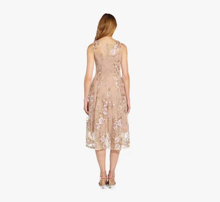 Adrianna Papell Floral Embroidered Flared Dress In Blush Multi Blush Multi Women Midi Dresses Adrianna Papell Floral Embroidered Flared Dress In Blush Multi Blush Multi Women Midi Dresses