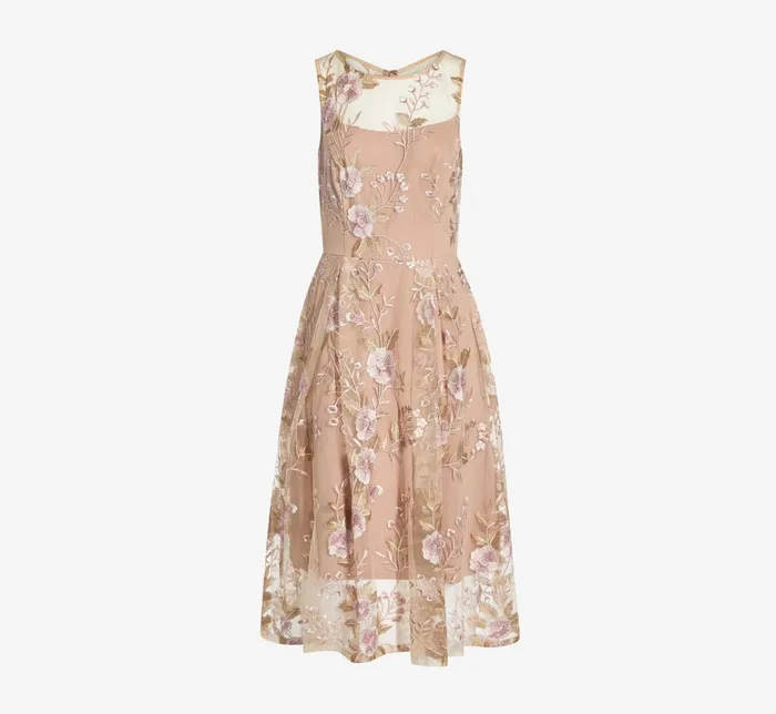 Adrianna Papell Floral Embroidered Flared Dress In Blush Multi Blush Multi Women Midi Dresses Adrianna Papell Floral Embroidered Flared Dress In Blush Multi Blush Multi Women Midi Dresses