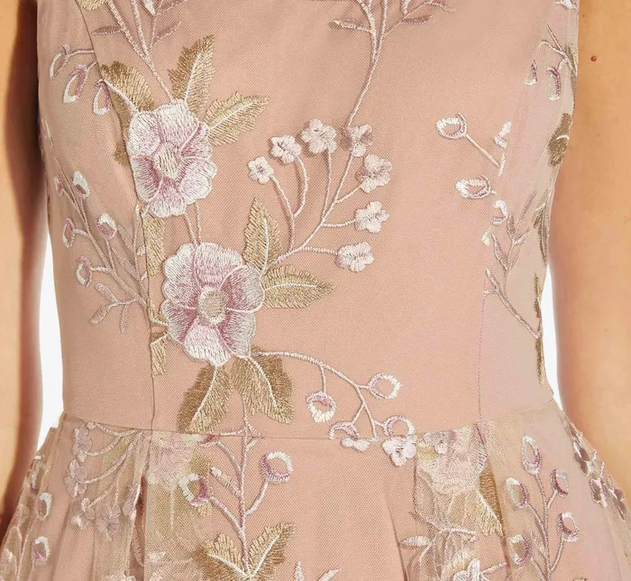 Adrianna Papell Floral Embroidered Flared Dress In Blush Multi Blush Multi Women Midi Dresses Adrianna Papell Floral Embroidered Flared Dress In Blush Multi Blush Multi Women Midi Dresses