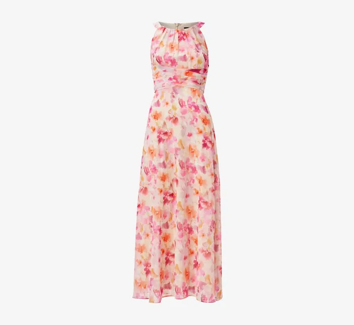 Adrianna Papell FloralPrint Chiffon MidiLength FitAndFlare Halter Dress In Pink Multi Pink Multi Women Midi Dresses Adrianna Papell FloralPrint Chiffon MidiLength FitAndFlare Halter Dress In Pink Multi Pink Multi Women Midi Dresses