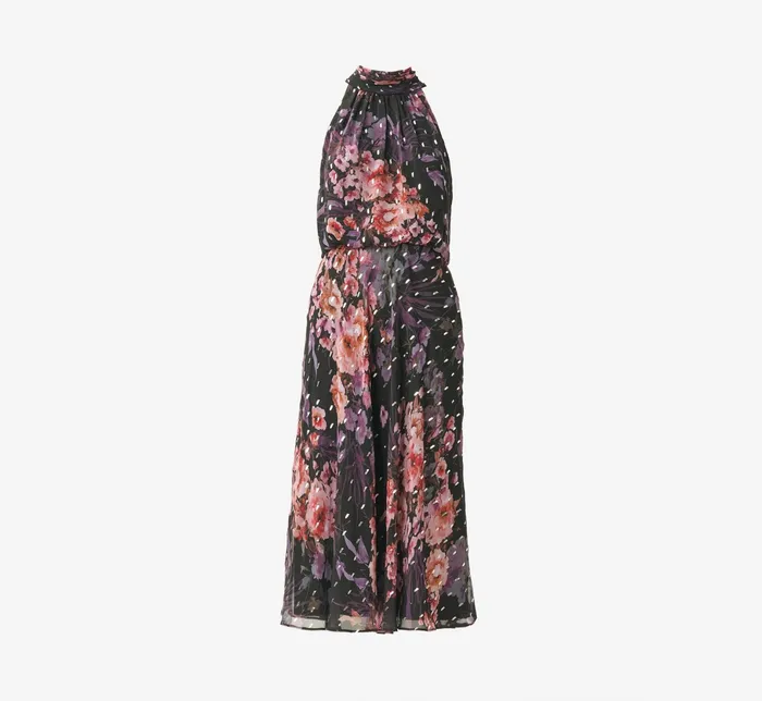Adrianna Papell FloralPrint Chiffon Short Blouson Halter Dress In Black Multi Black Multi Women Floral Dresses Adrianna Papell FloralPrint Chiffon Short Blouson Halter Dress In Black Multi Black Multi Women Floral Dresses