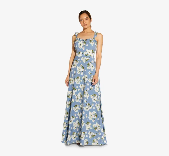 Adrianna Papell FloralPrinted Crepe Maxi Dress In Blue Multi Blue Multi Women Long Dresses Adrianna Papell FloralPrinted Crepe Maxi Dress In Blue Multi Blue Multi Women Long Dresses