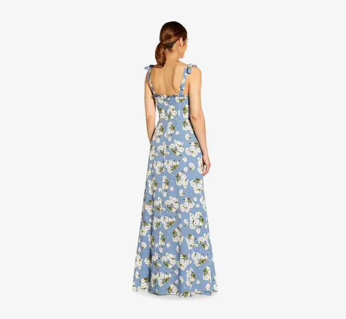 Adrianna Papell FloralPrinted Crepe Maxi Dress In Blue Multi Blue Multi Women Long Dresses Adrianna Papell FloralPrinted Crepe Maxi Dress In Blue Multi Blue Multi Women Long Dresses