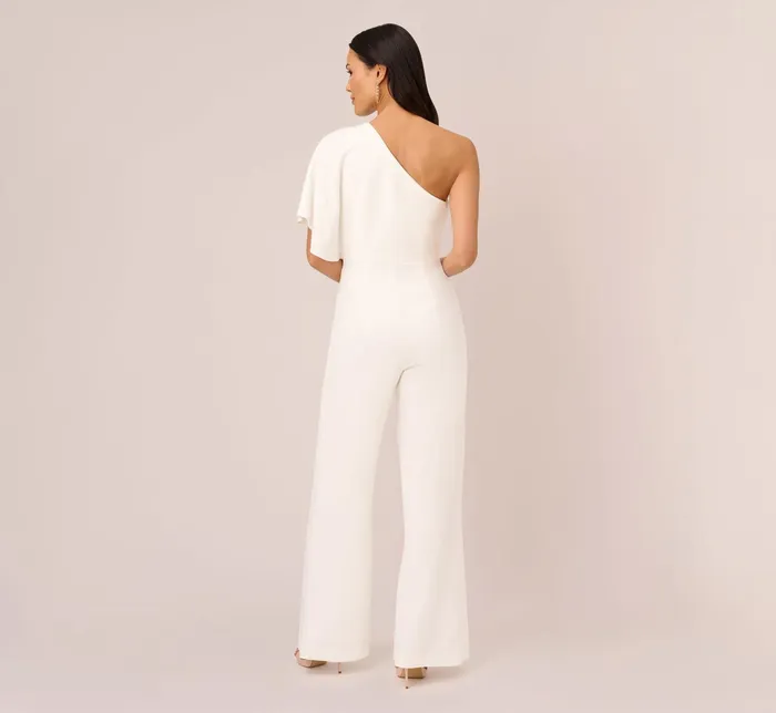 Adrianna Papell Flutter One Shoulder Jumpsuit In Black Black Women Jumpsuits Adrianna Papell Flutter One Shoulder Jumpsuit In Black Black Women Jumpsuits