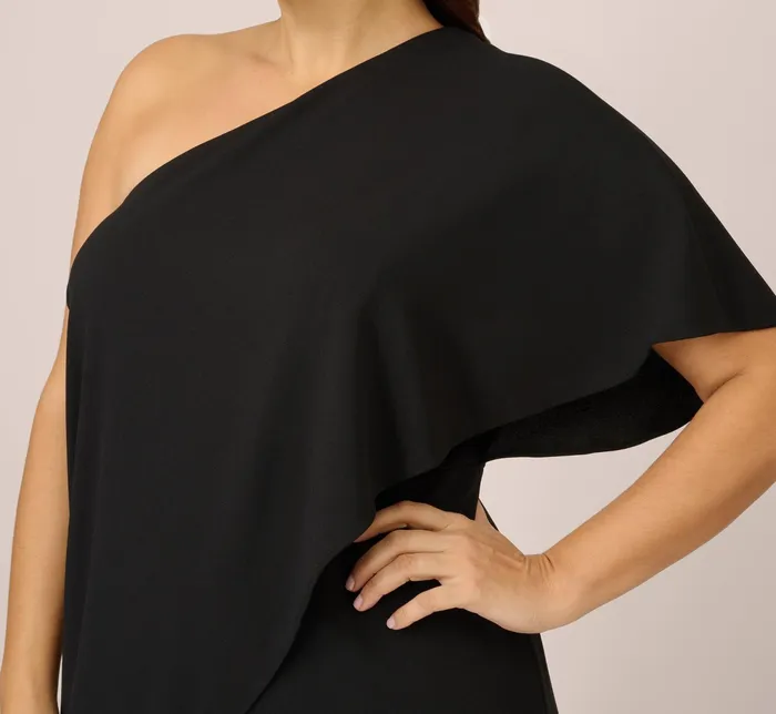 Adrianna Papell Flutter One Shoulder Jumpsuit In Black Black Women Jumpsuits Adrianna Papell Flutter One Shoulder Jumpsuit In Black Black Women Jumpsuits