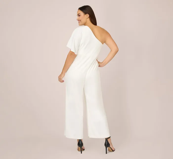 Adrianna Papell Flutter One Shoulder Jumpsuit In Black Black Women Jumpsuits Adrianna Papell Flutter One Shoulder Jumpsuit In Black Black Women Jumpsuits