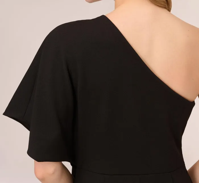 Adrianna Papell Flutter One Shoulder Jumpsuit In Black Black Women Jumpsuits Adrianna Papell Flutter One Shoulder Jumpsuit In Black Black Women Jumpsuits