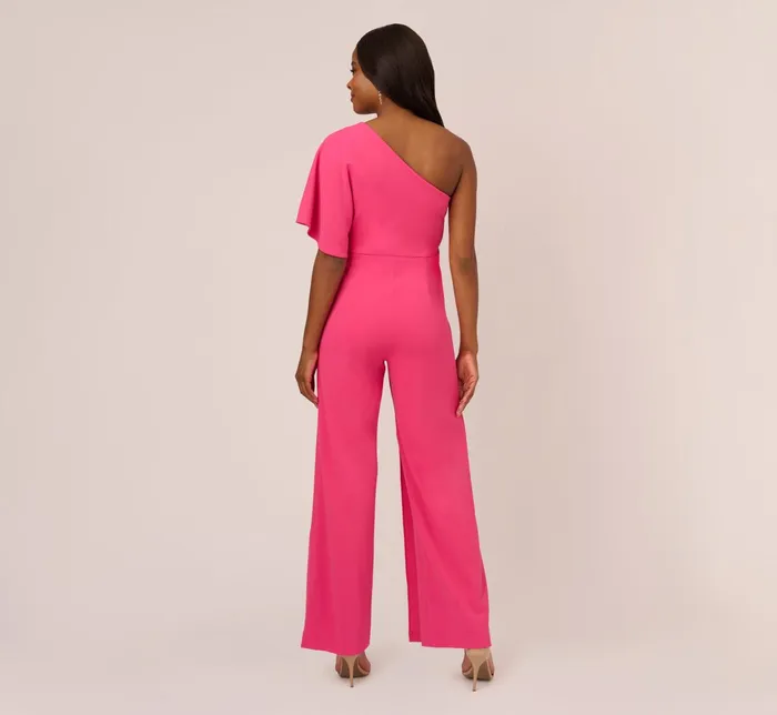 Adrianna Papell Flutter One Shoulder Jumpsuit In Black Black Women Jumpsuits Adrianna Papell Flutter One Shoulder Jumpsuit In Black Black Women Jumpsuits