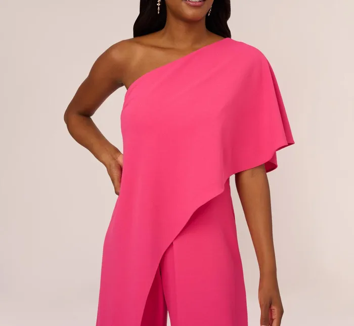 Adrianna Papell Flutter One Shoulder Jumpsuit In Black Black Women Jumpsuits Adrianna Papell Flutter One Shoulder Jumpsuit In Black Black Women Jumpsuits