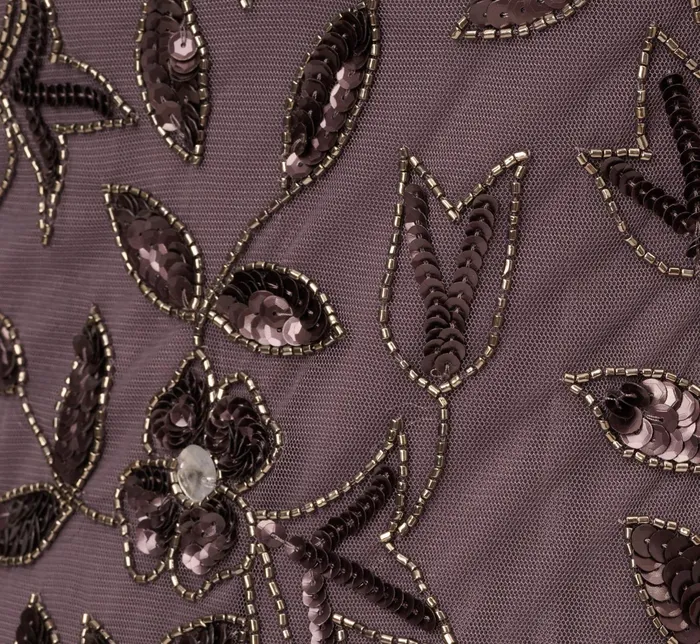 Adrianna Papell Hand Beaded Short Sleeve Floral Godet Gown In Moonscape Moonscape Women Long Dresses Adrianna Papell Hand Beaded Short Sleeve Floral Godet Gown In Moonscape Moonscape Women Long Dresses
